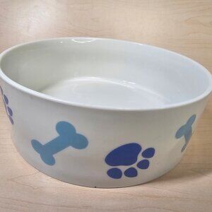 Creative Concepts 57 oz. Ceramic Pet Dog/Cat Bowl - Blue Bone & Paw Prints